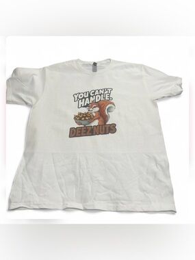 Deez Nuts white cotton t-shirt #squirrel #funnytee XL